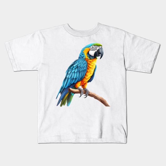 Colorful Macaw Parrot Kids T-Shirt by AI Art Originals